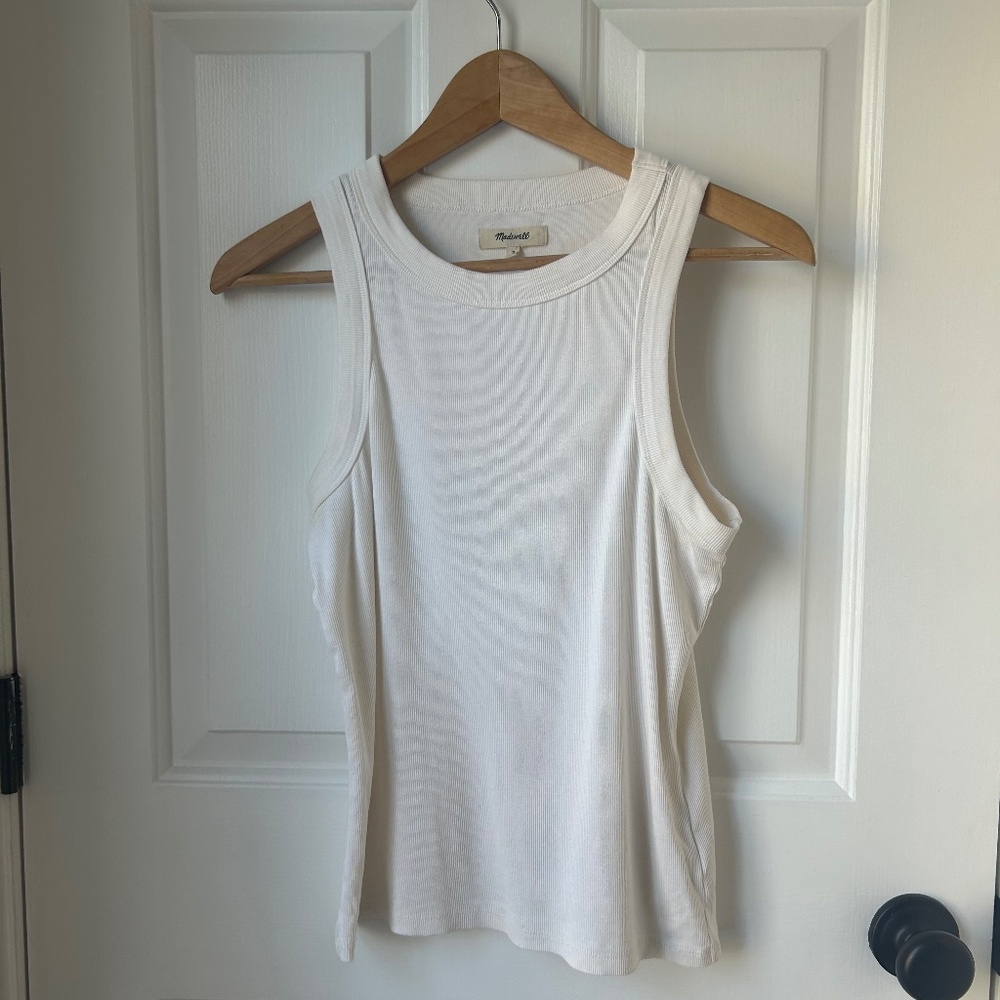 Madewell Cream Ribbed Cutaway Tank Size M